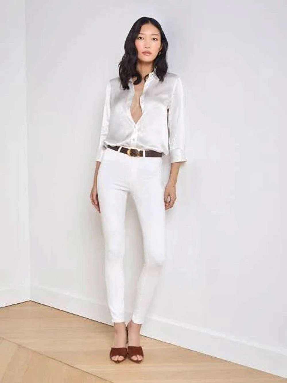 L'Agence Margot High Rise Skinny Jeans Skinny Jeans in White Waist 27